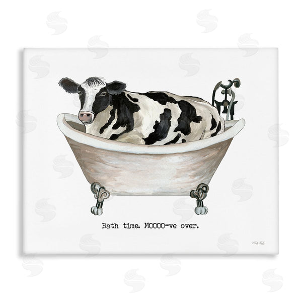 stupell industries Cindy Jacobs | Moo-ve Over Bath Time Cow Farmhouse Bathroom Sign Wall Art