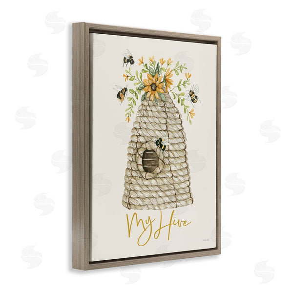 Stupell Industries Cindy Jacobs | My Hive Phrase Insect Bees Vintage Sunflower Florals Wall Art