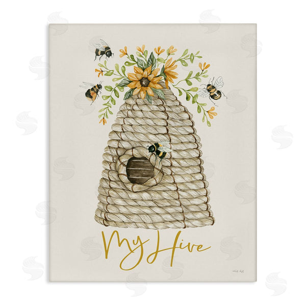 stupell industries Cindy Jacobs | My Hive Phrase Insect Bees Vintage Sunflower Florals Wall Art
