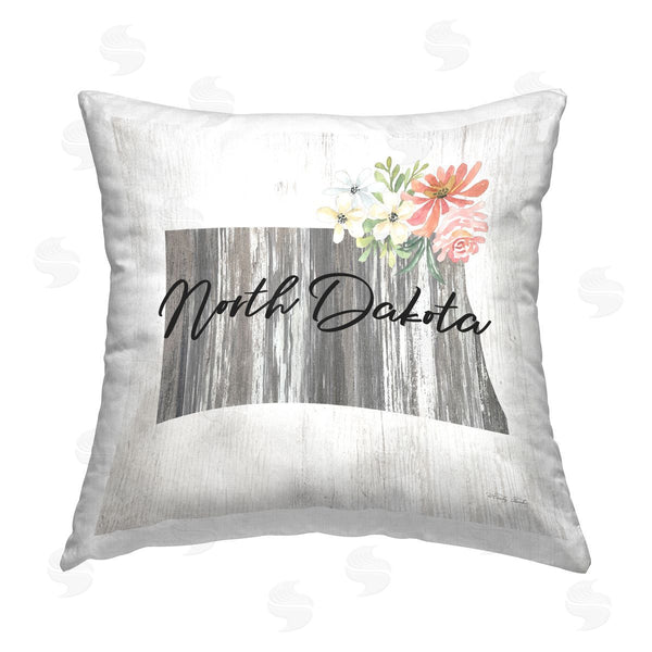 stupell industries Cindy Jacobs | North Dakota Rustic Florals Printed Throw Pillow