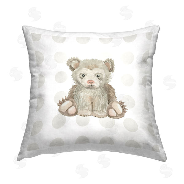 stupell industries Cindy Jacobs | Nursery Bear on Dots Printed Throw Pillow