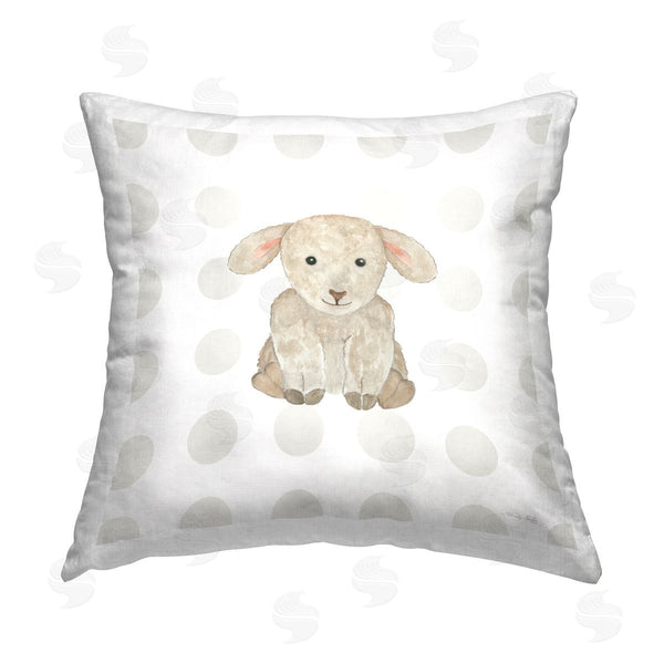 stupell industries Cindy Jacobs | Nursery Lamb on Dots Printed Throw Pillow