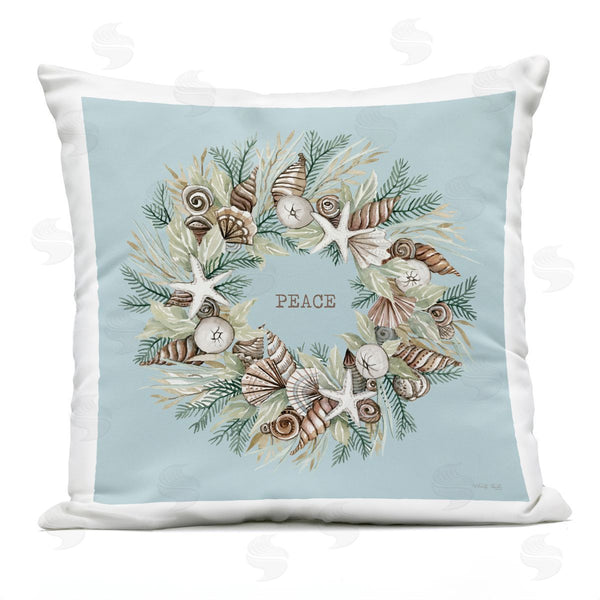 Stupell Industries Cindy Jacobs | Peace Sea Life Pine Wreath Printed Throw Pillow