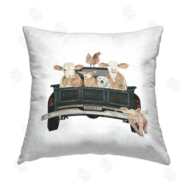 Stupell Industries Cindy Jacobs | Pickup Truck Farmhouse Animals Printed Throw Pillow