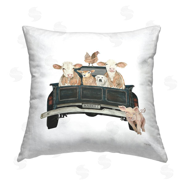stupell industries Cindy Jacobs | Pickup Truck Farmhouse Animals Printed Throw Pillow