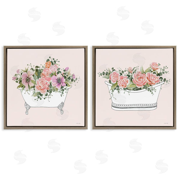 Stupell Industries Cindy Jacobs | Pink Floral Rose Blooms Bathtub Botanicals Wall Art