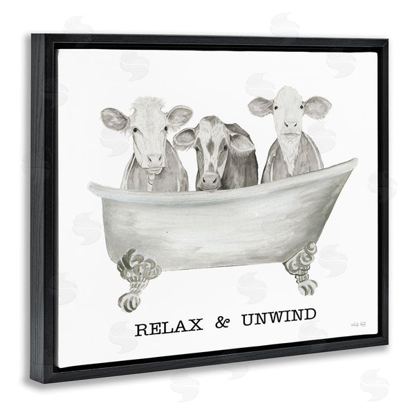 Stupell Industries Cindy Jacobs | Relax Unwind Cow Tub Wall Art
