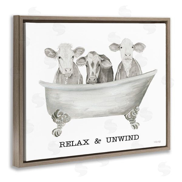 Stupell Industries Cindy Jacobs | Relax Unwind Cow Tub Wall Art