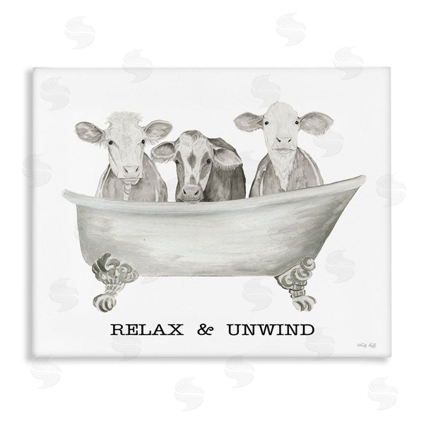 stupell industries Cindy Jacobs | Relax Unwind Cow Tub Wall Art