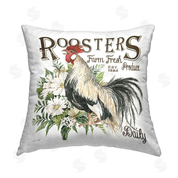 stupell industries Cindy Jacobs | Roosters Farm Fresh Produce Printed Throw Pillow