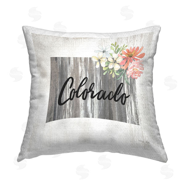 Stupell Industries Cindy Jacobs | Rustic Colorado Floral State Printed Throw Pillow