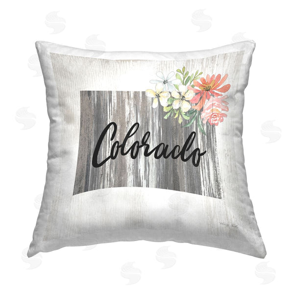 stupell industries Cindy Jacobs | Rustic Colorado Floral State Printed Throw Pillow