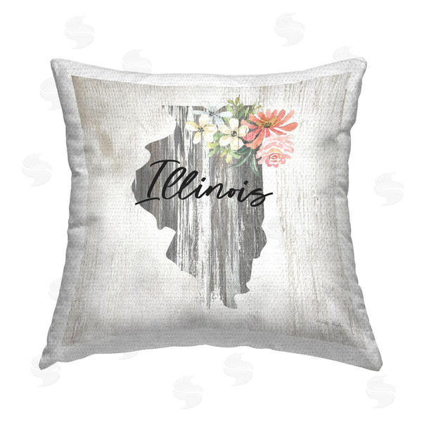 Stupell Industries Cindy Jacobs | Rustic Illinois State Printed Throw Pillow