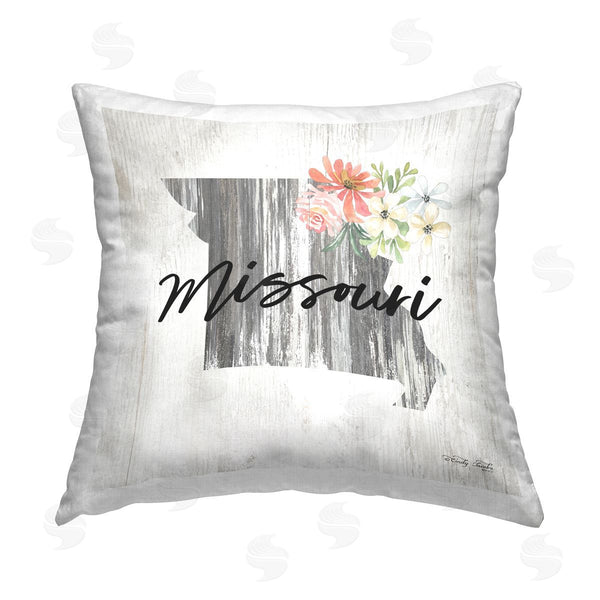 stupell industries Cindy Jacobs | Rustic Missouri Floral State Printed Throw Pillow
