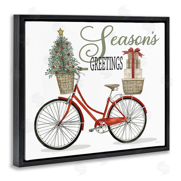 Stupell Industries Cindy Jacobs | Season's Greetings Festive Holiday Bicycle Gifts Basket Wall Art