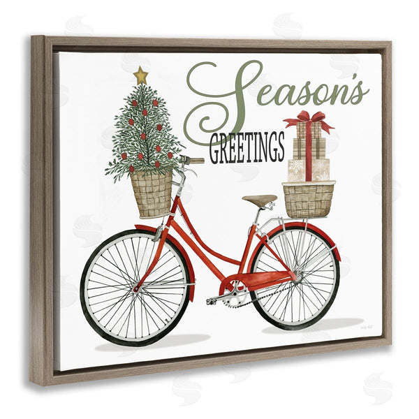 Stupell Industries Cindy Jacobs | Season's Greetings Festive Holiday Bicycle Gifts Basket Wall Art