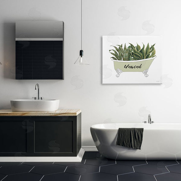 Stupell Industries Cindy Jacobs | Snake Plant In Tub Unwind Bath Typography Wall Art