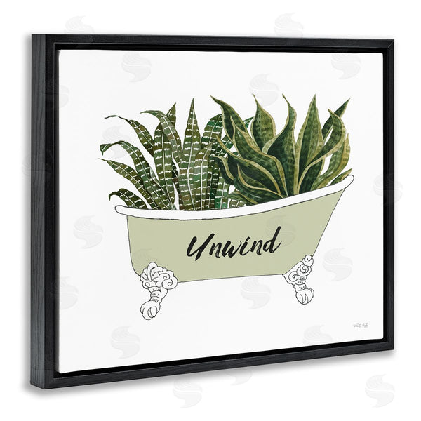 Stupell Industries Cindy Jacobs | Snake Plant In Tub Unwind Bath Typography Wall Art
