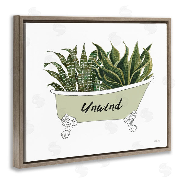 Stupell Industries Cindy Jacobs | Snake Plant In Tub Unwind Bath Typography Wall Art