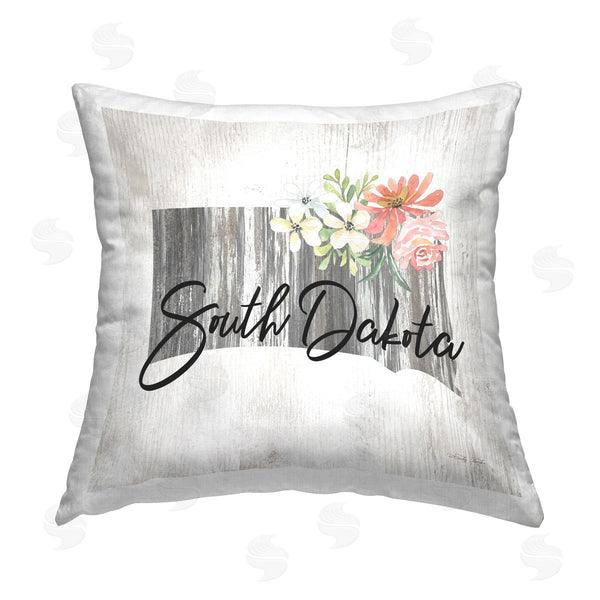 stupell industries Cindy Jacobs | South Dakota Floral State Printed Throw Pillow