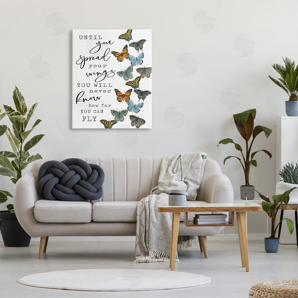 Stupell Industries Cindy Jacobs | Spread Your Wings Encouraging Butterflies Motivational Quote Wall Art