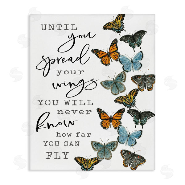 stupell industries Cindy Jacobs | Spread Your Wings Encouraging Butterflies Motivational Quote Wall Art