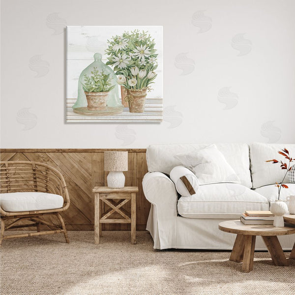 Stupell Industries Cindy Jacobs | Traditional Country Floral Tabletop Still Life Plant Cloche Wall Art