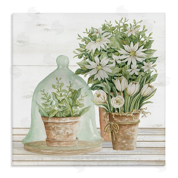 stupell industries Cindy Jacobs | Traditional Country Floral Tabletop Still Life Plant Cloche Wall Art