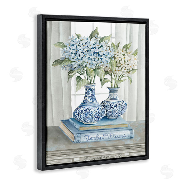 Stupell Industries Cindy Jacobs | Traditional Dogwood Floral Bouquets Blue Books Stacked Wall Art