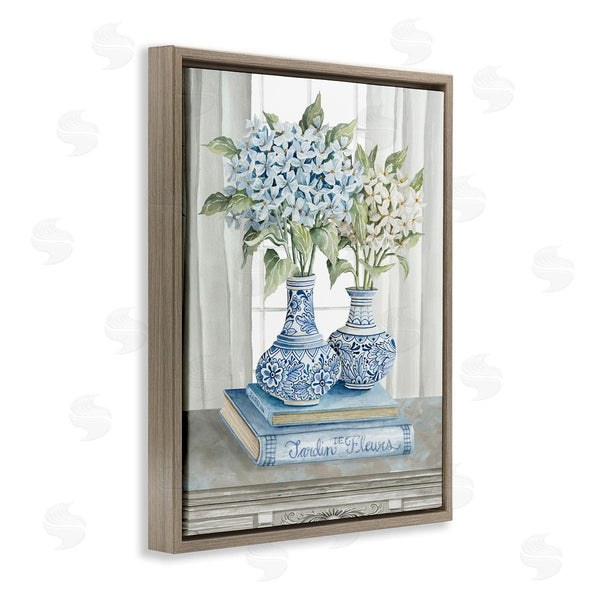 Stupell Industries Cindy Jacobs | Traditional Dogwood Floral Bouquets Blue Books Stacked Wall Art