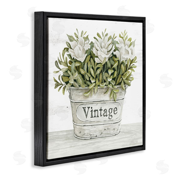 Stupell Industries Cindy Jacobs | Vintage Flower Planter Rustic Blooms Full Leaves Wall Art