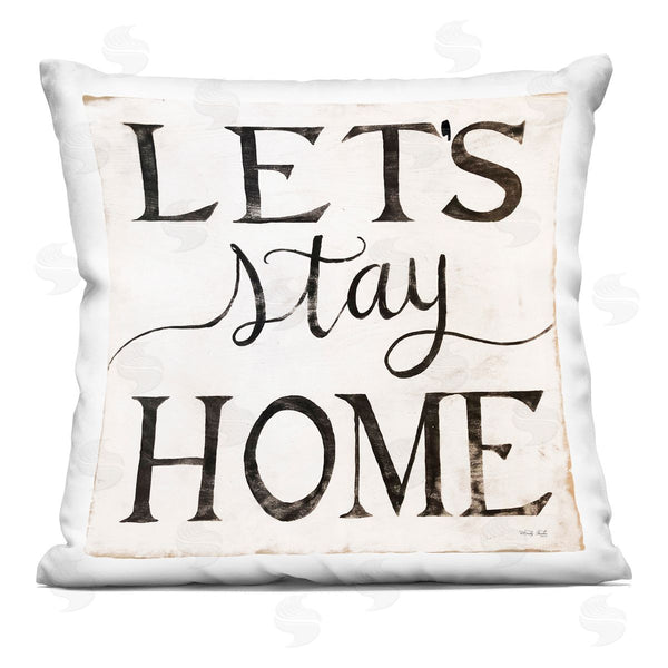 stupell industries Cindy Jacobs | Vintage Let's Stay Home Rustic Farmhouse Phrase Printed Throw Pillow