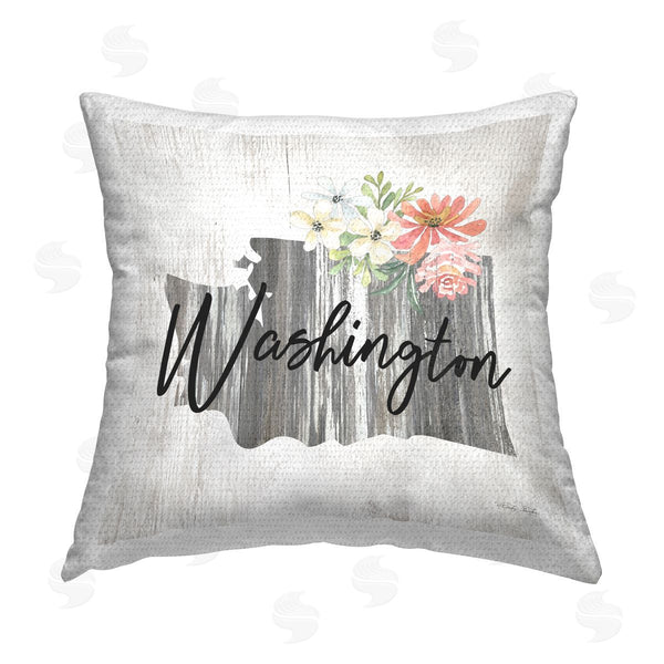 Stupell Industries Cindy Jacobs | Washington State Rustic Florals Printed Throw Pillow