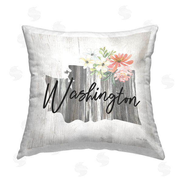 stupell industries Cindy Jacobs | Washington State Rustic Florals Printed Throw Pillow
