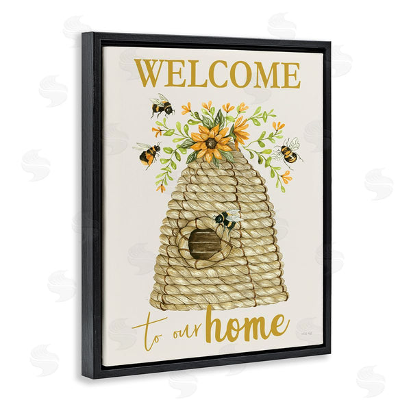 Stupell Industries Cindy Jacobs | Welcome Home Insect Hovering Roped Beehive And Sunflowers Wall Art