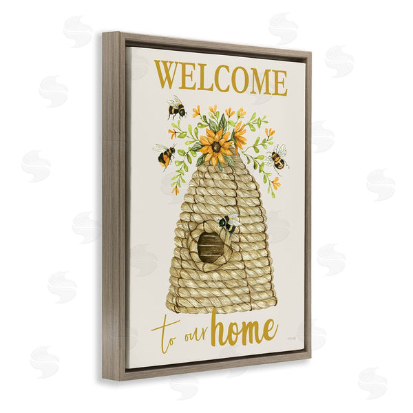 Stupell Industries Cindy Jacobs | Welcome Home Insect Hovering Roped Beehive And Sunflowers Wall Art