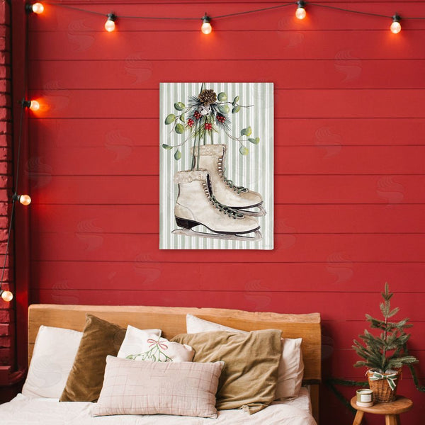 Stupell Industries Cindy Jacobs | Winter Ice Skates On Stripes Wall Art