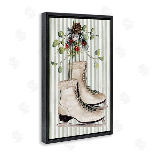 Stupell Industries Cindy Jacobs | Winter Ice Skates On Stripes Wall Art