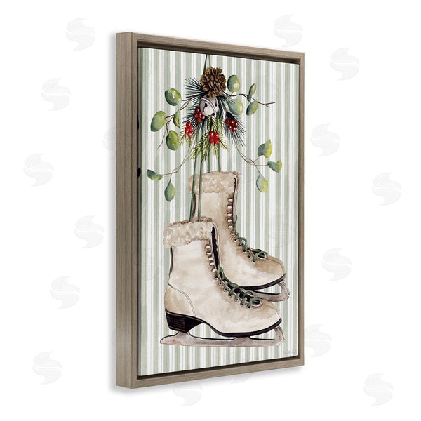 Stupell Industries Cindy Jacobs | Winter Ice Skates On Stripes Wall Art