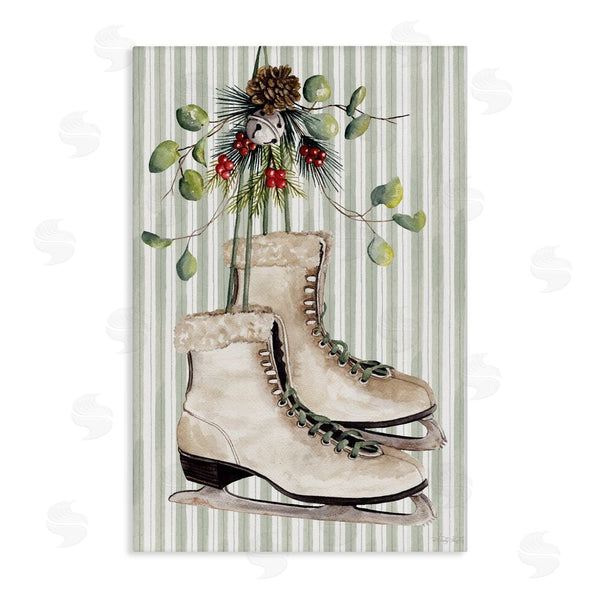stupell industries Cindy Jacobs | Winter Ice Skates on Stripes Wall Art