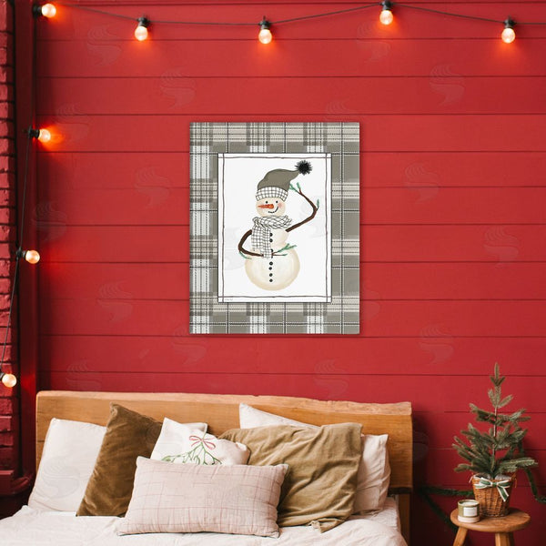 Stupell Industries Cindy Jacobs | Winter Snowman Green Plaid