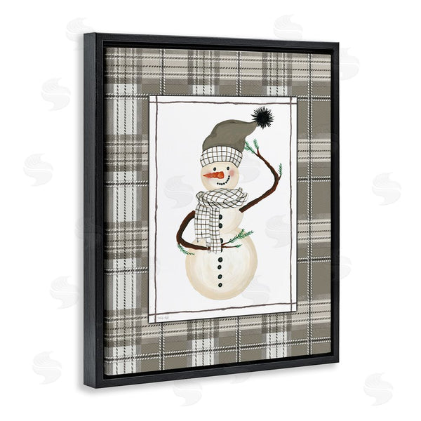 Stupell Industries Cindy Jacobs | Winter Snowman Green Plaid