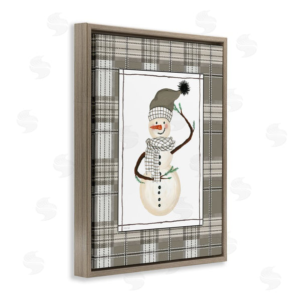 Stupell Industries Cindy Jacobs | Winter Snowman Green Plaid