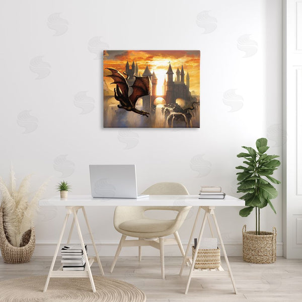 Stupell Industries Ciruelo | Dragon & Castle Waterfall Wall Art