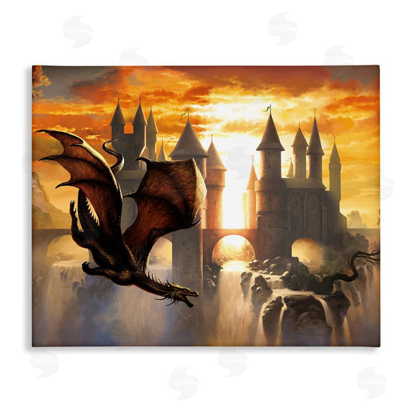 stupell industries Ciruelo | Dragon & Castle Waterfall Wall Art