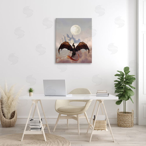 Stupell Industries Ciruelo | Dragon & Full Moon Wall Art
