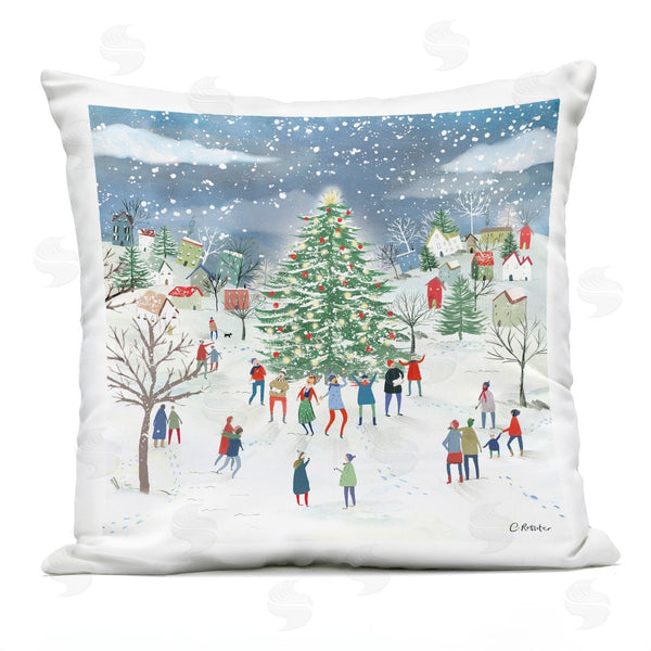 Stupell Industries Clair Rossiter | Festive Town Holiday Snow Scene Printed Throw Pillow