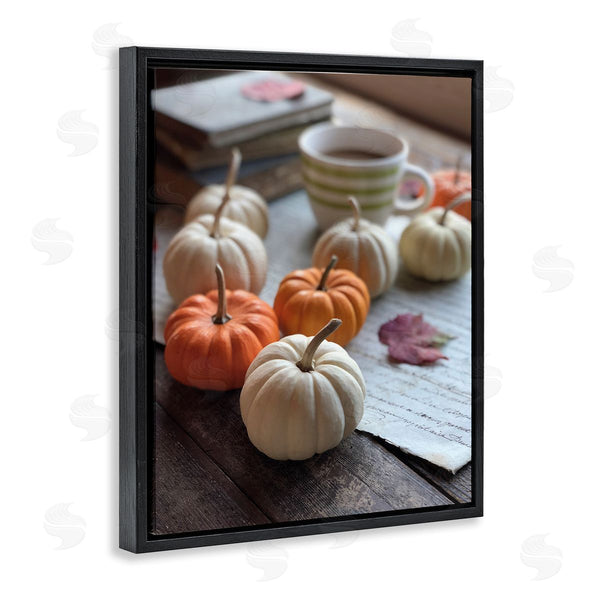 Stupell Industries Claire Brocato | Cozy Pumpkins Scattered Leaves Coffee Mug Photography Wall Art