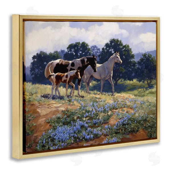 Stupell Industries Claire Goldrick | Horse Family In Floral Meadow
