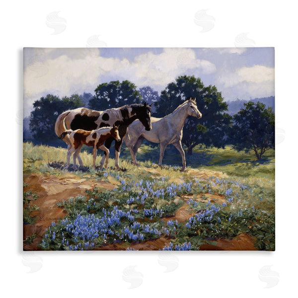 stupell industries Claire Goldrick | Horse Family in Floral Meadow